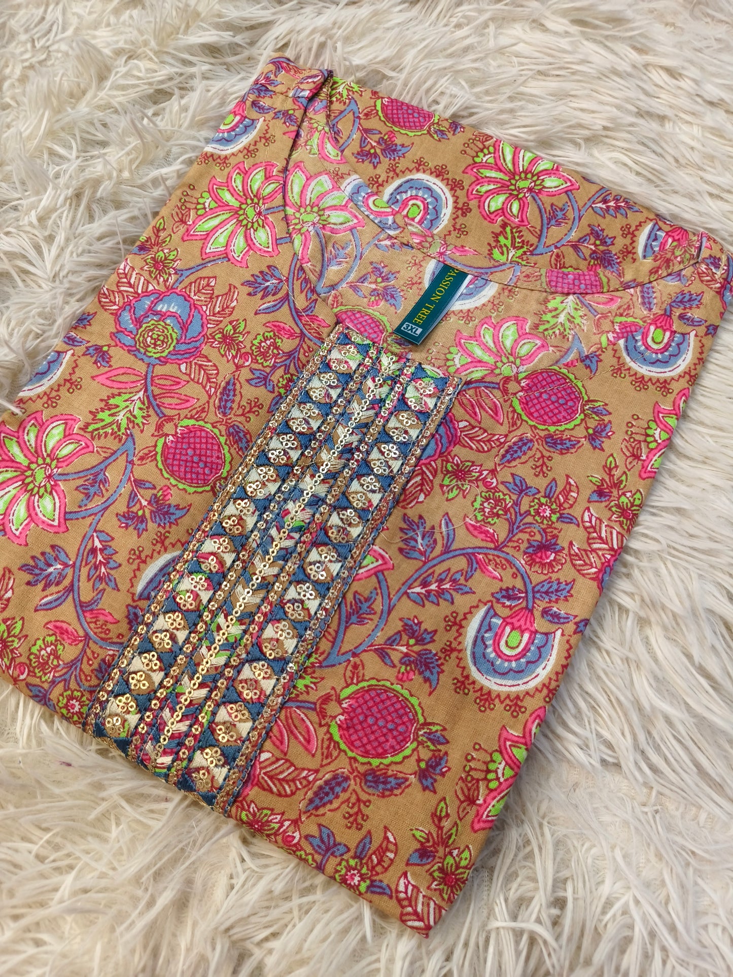 Beige cotton kurta