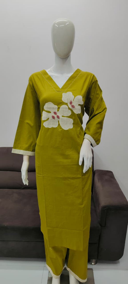 Green pure cotton cord set