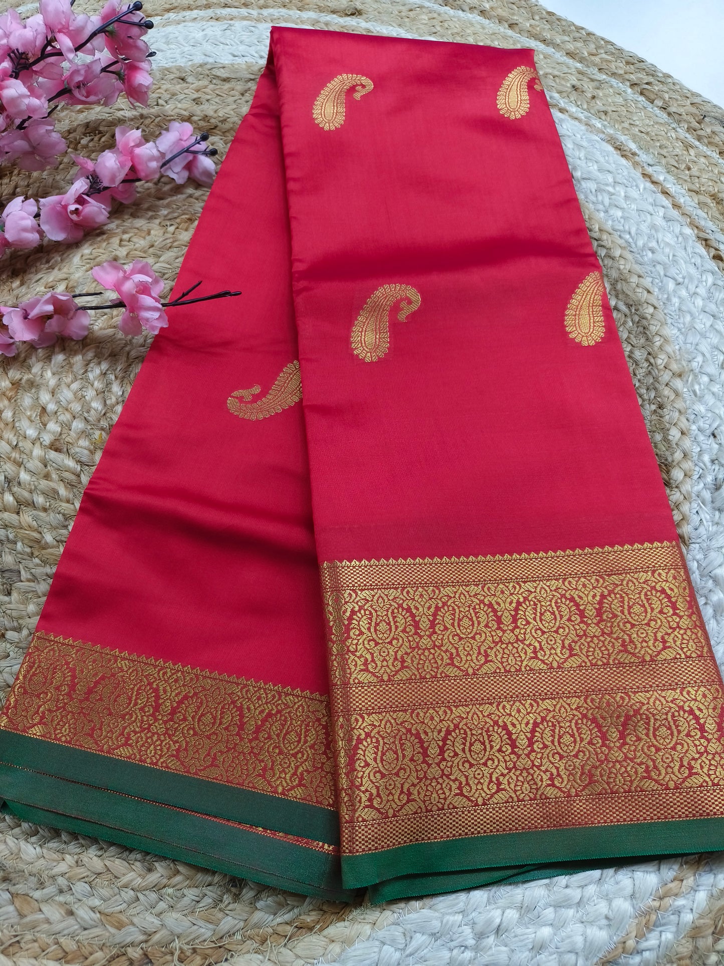 Red Semi kanchi silk saree