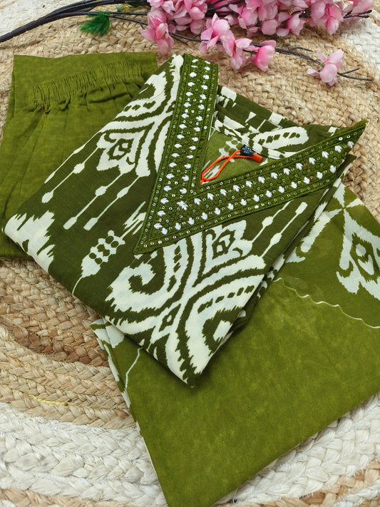 Green Cotton sets with duppatta