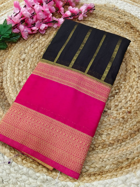 Black with pink semi silk sarees