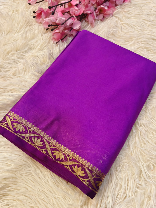 Purple semi Mysore crepe silk saree