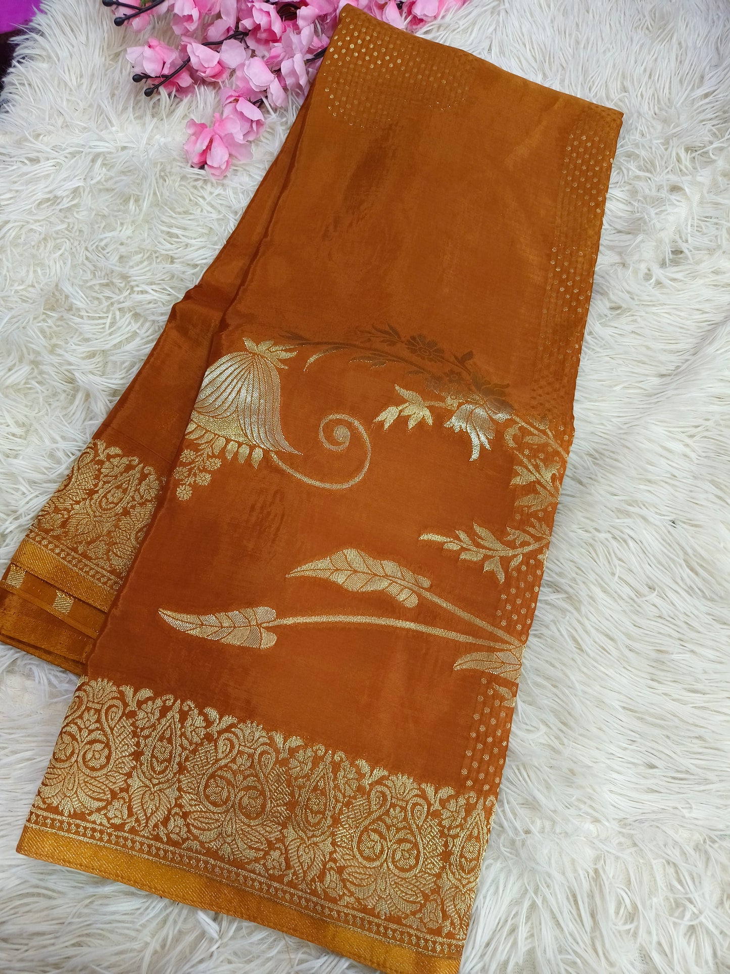Mustard Yellow Viscous silk saree