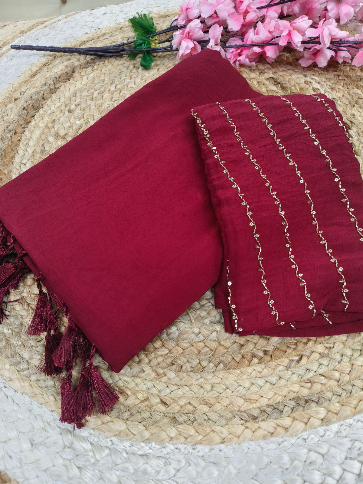 Maroon Elegant designer saree