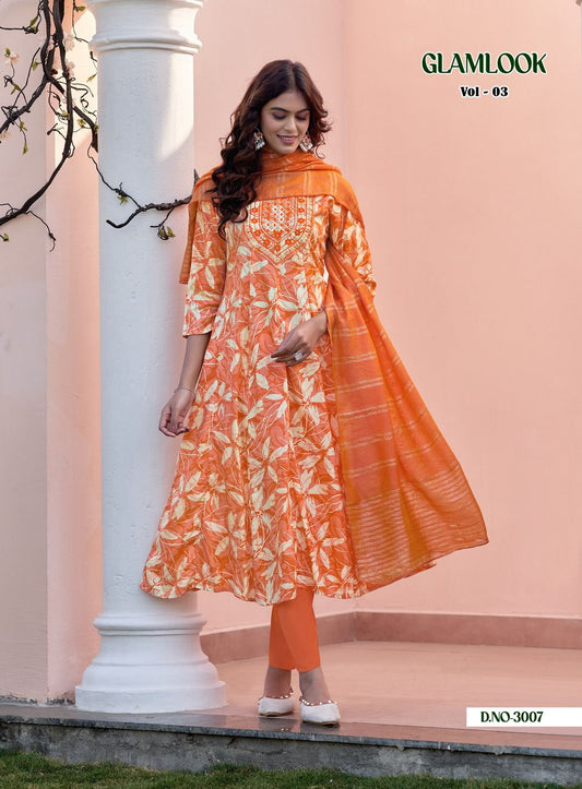 Orange Elegant Aline designer suits