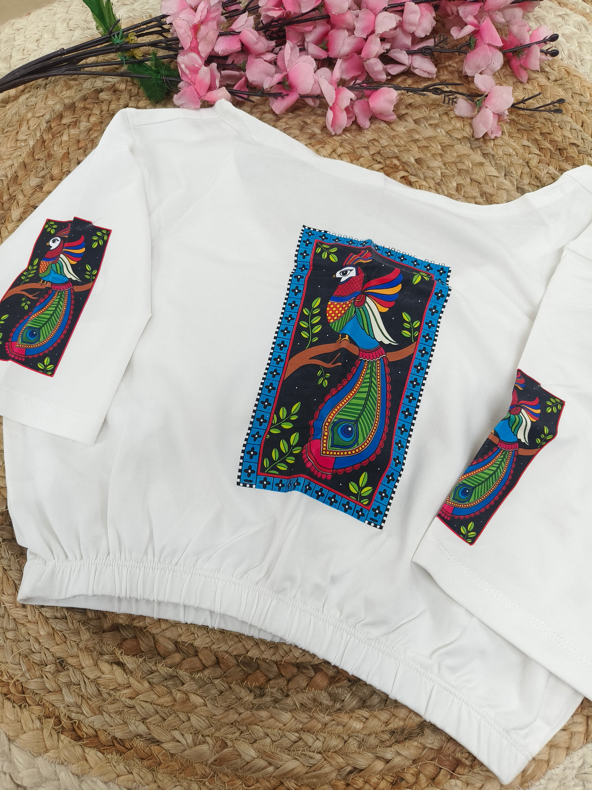 White Stretchable blouses printed design