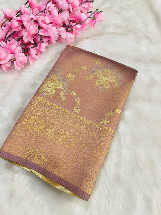 Cremish  semi bridal tissues silk saree