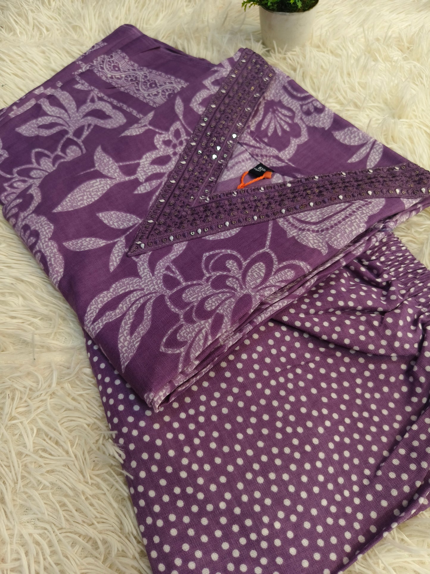 Purple cotton sets with duppata