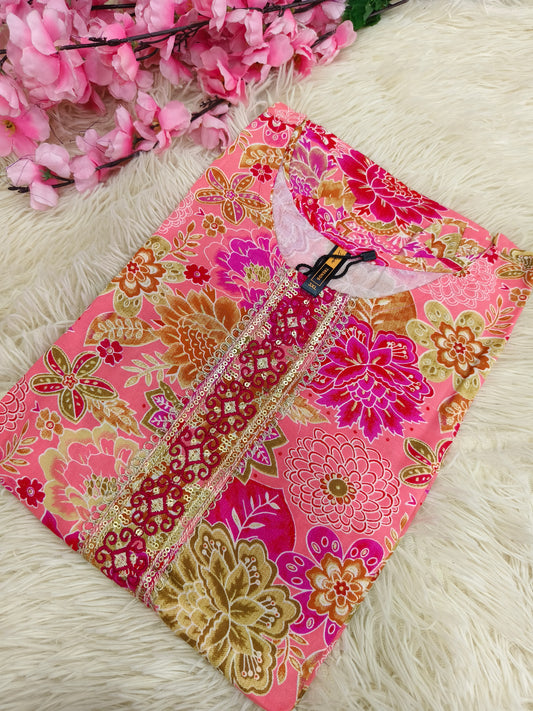 Pink Designer Rayon Kurti