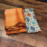 Orange Linen Cotton Saree