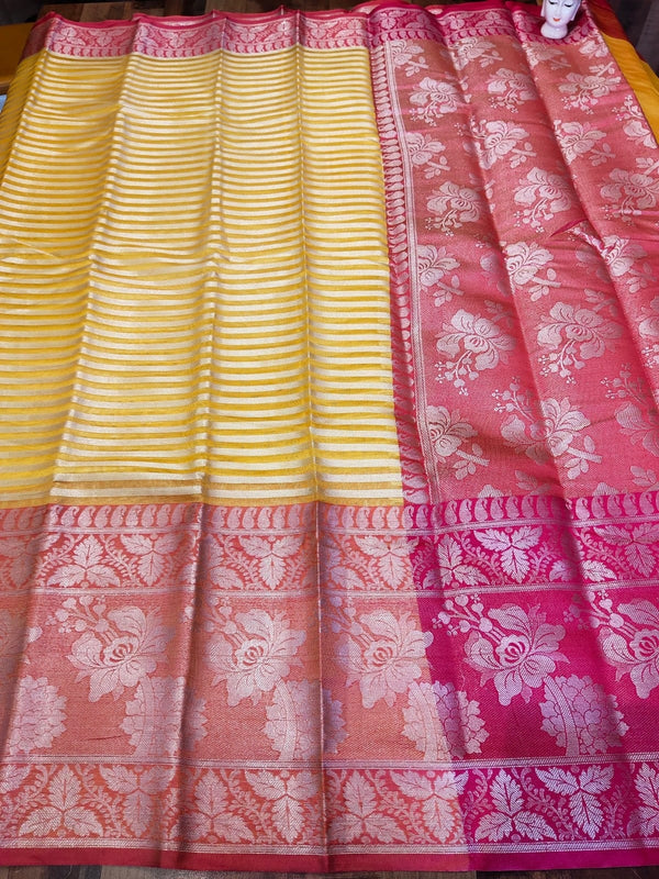 Yellow Banaras Tissue saree