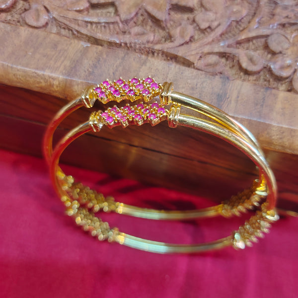 Gold Plated stone Bangle - Red