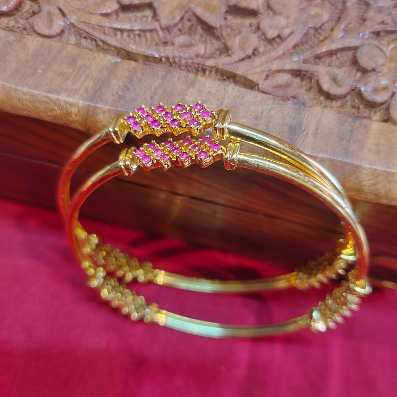Gold Plated stone Bangle - Red
