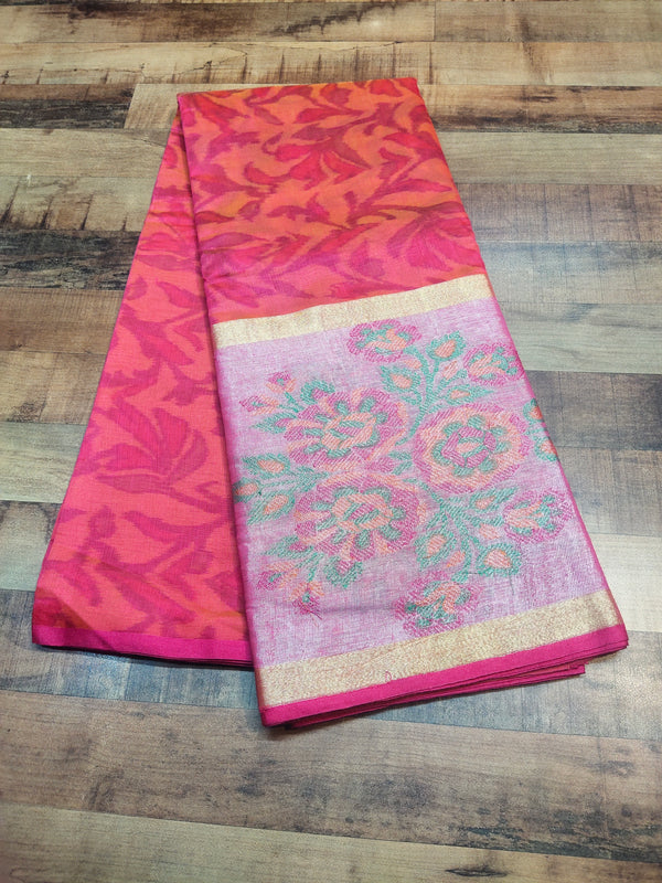 Pink Banarasi Chanderi silk Saree