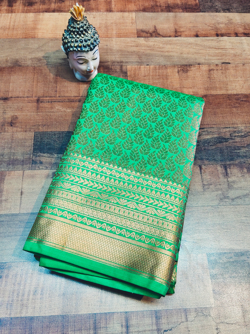 Green Kanchipuram semi silk saree
