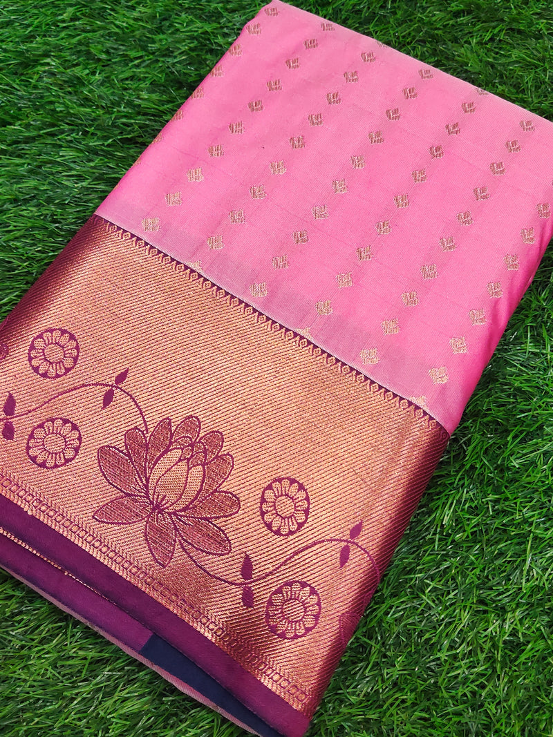 Pink Soft semi silk saree
