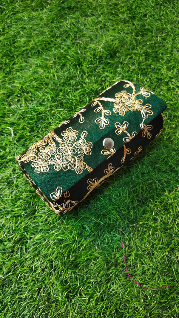 Green Bangle Box- Lucknowi Fabric