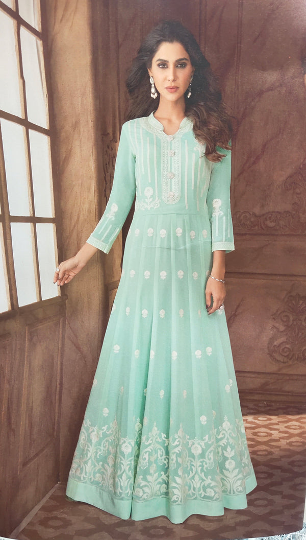 Light Sea green Designer Anarkali Gown
