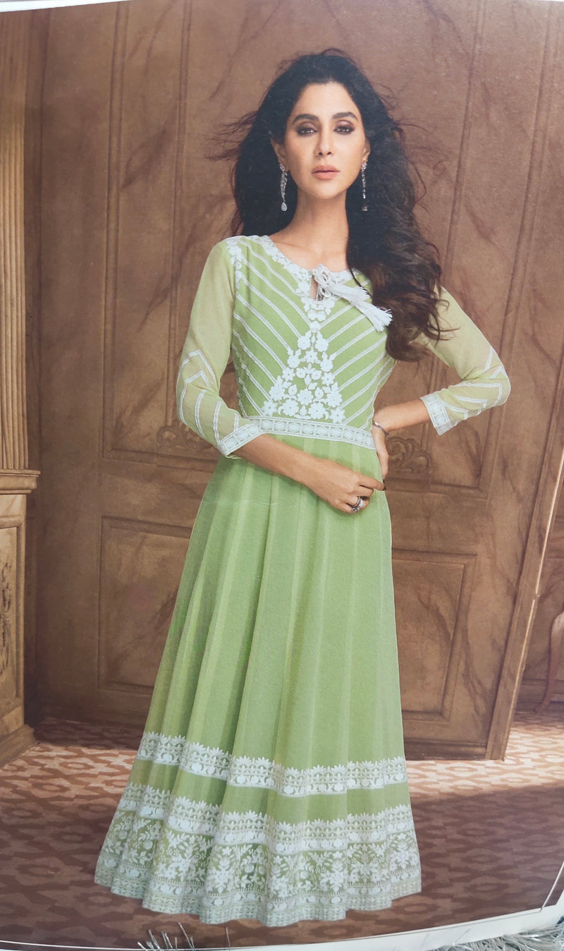 green Designer Anarkali Gown