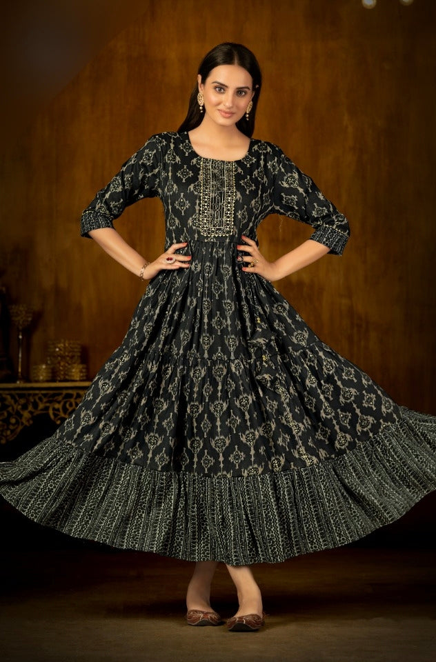 Black Designer Anarkali Gown