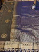 GREY WITH BLUE KANCHIPURAM Semi Silk