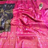 Blue with Pink Banarasi Silk Saree