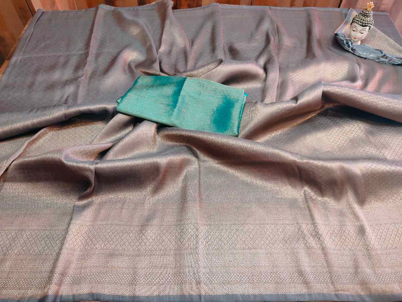 Grey Banarasi silk