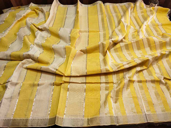 Yellow Pure Mangalagiri Cotton Saree