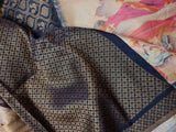 Black With Beige Heritage Digital Prints Banaras silk