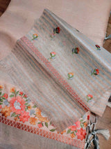 Peach embroidery Saree