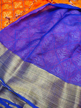Orange linen Saree with embroidery