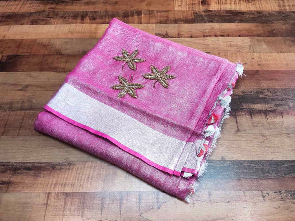 Pure Linen Tissue With Embroidery