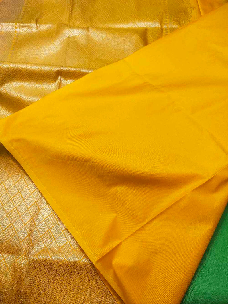 Green With Yellow Semi Silk