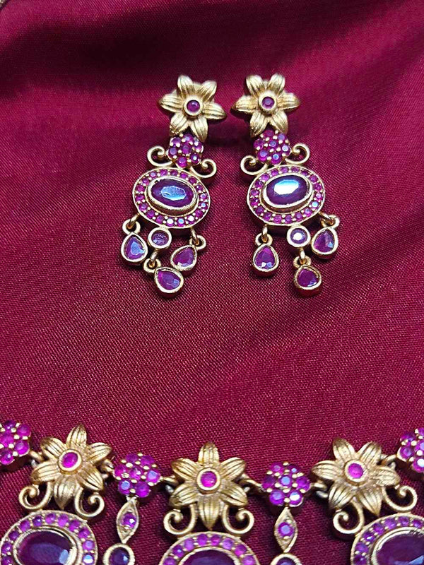 Floral  Ruby Stone Necklace