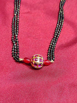 Black Beads With Ruby Stone