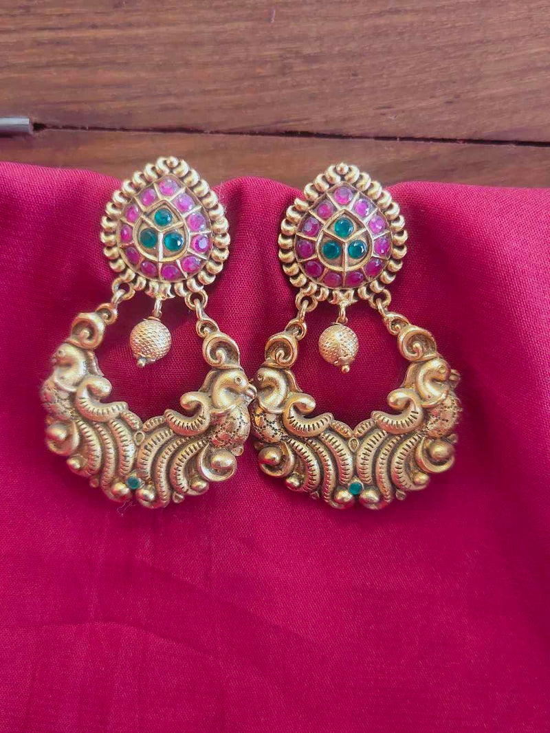 Peacock Ruby Stone Earrings