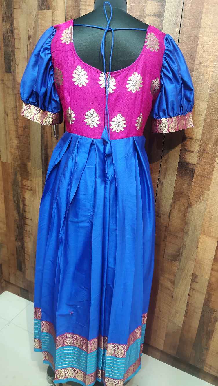 Blue With Pink Designer Gown
