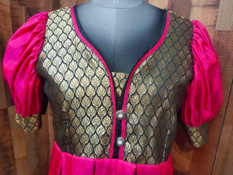 Balck With Pink Designer Gown