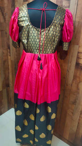 Balck With Pink Designer Gown