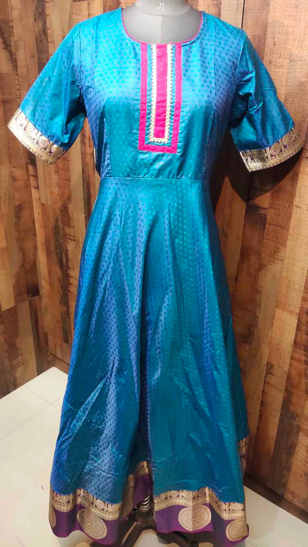Peacock Blue Designer Gown