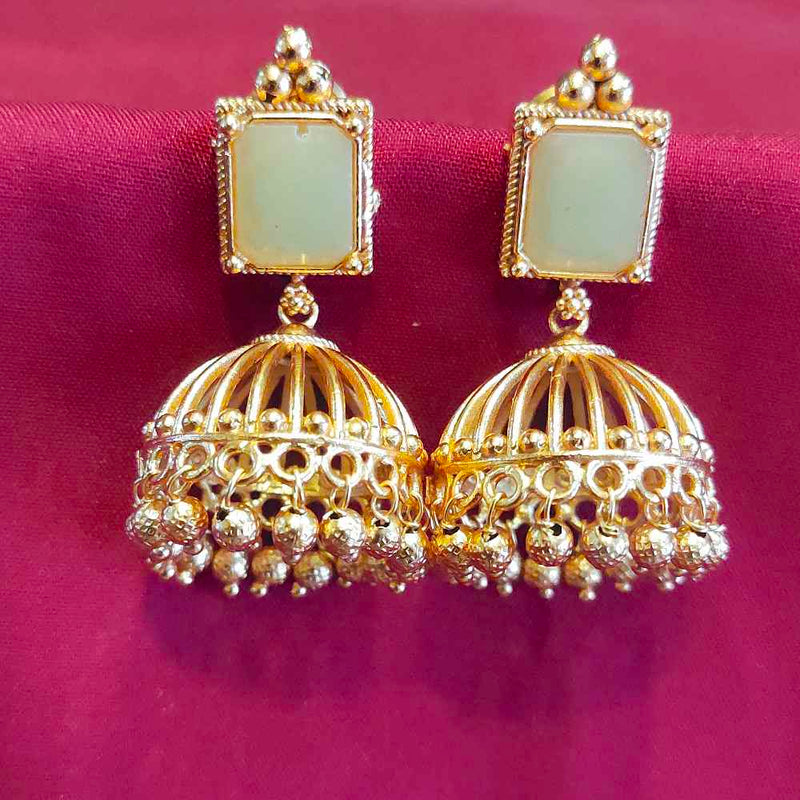 Beautiful Gold Plated Jhumka With Stone