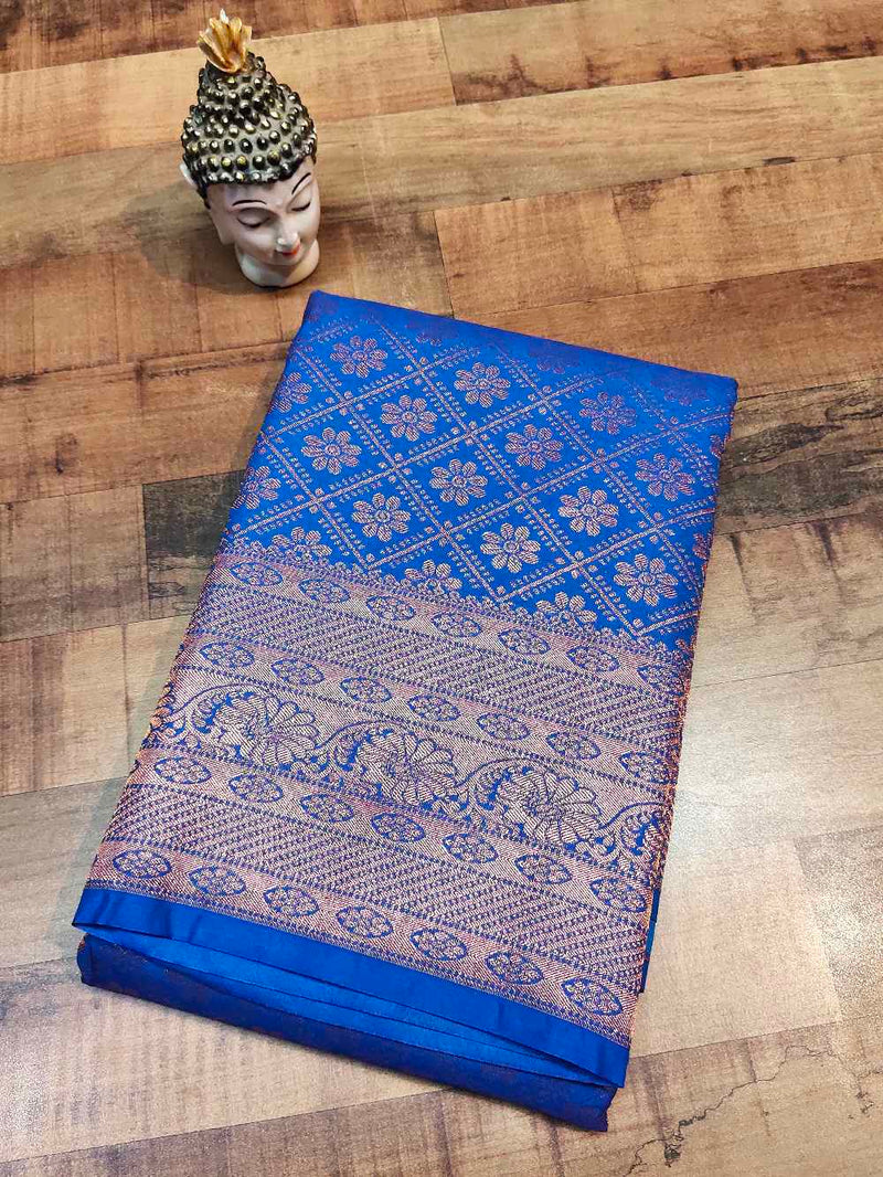 Royal Blue  Kanchipuram semi silk saree