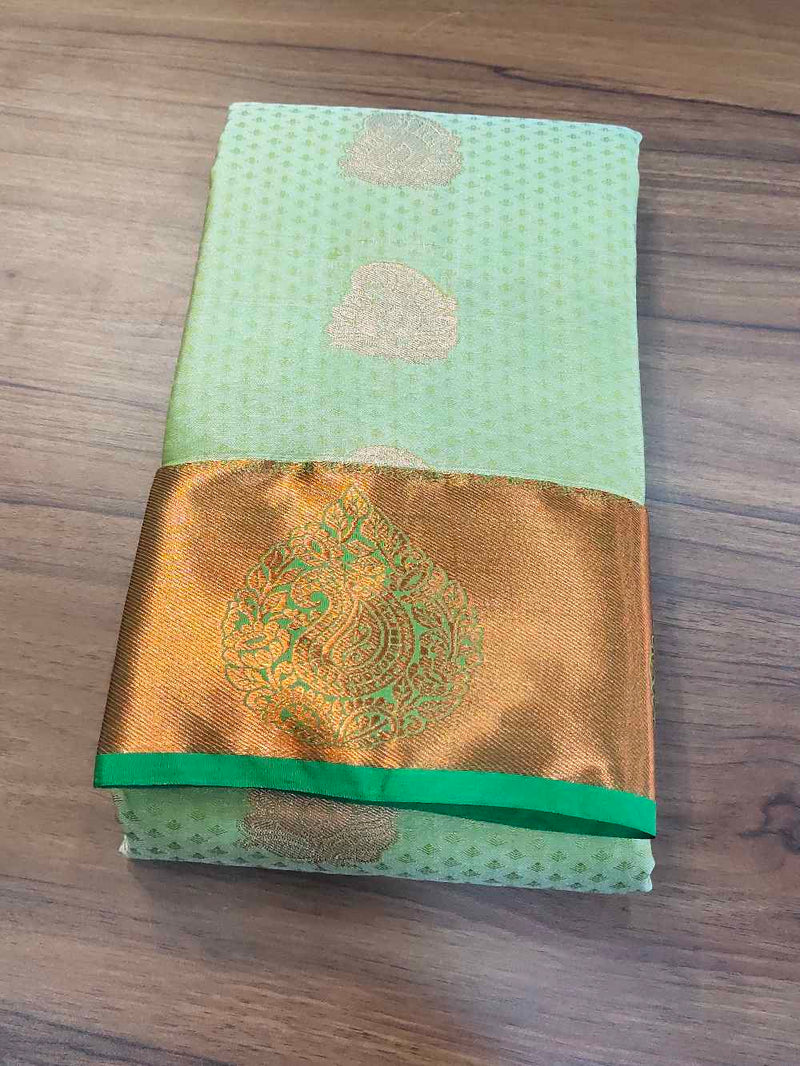 Mint Green Semi silk saree
