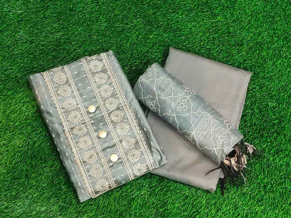 Silver Grey  Salwar Material