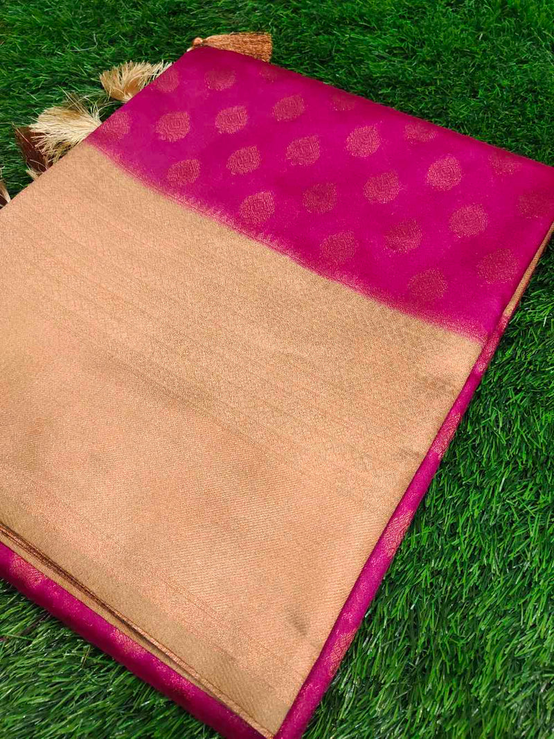 Pink with Beige Banarasi silk saree