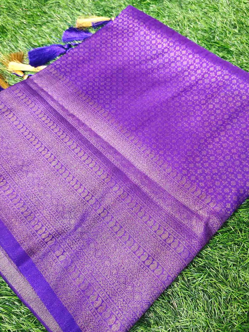 Purple Banarasi silk saree