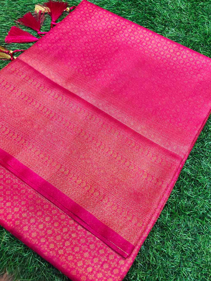 Ruby Pink Banarasi silk saree