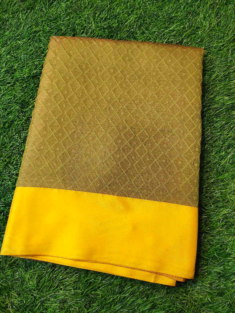 Yellow Semi Banaras silk saree