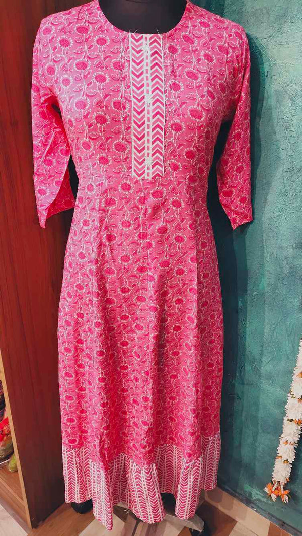 Pink Printed Designed Anarkali Gown