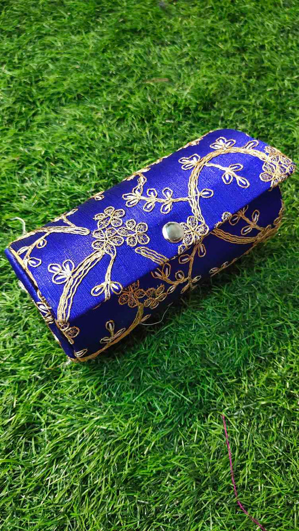 Royal Blue Bangle Box- Lucknowi Fabric.